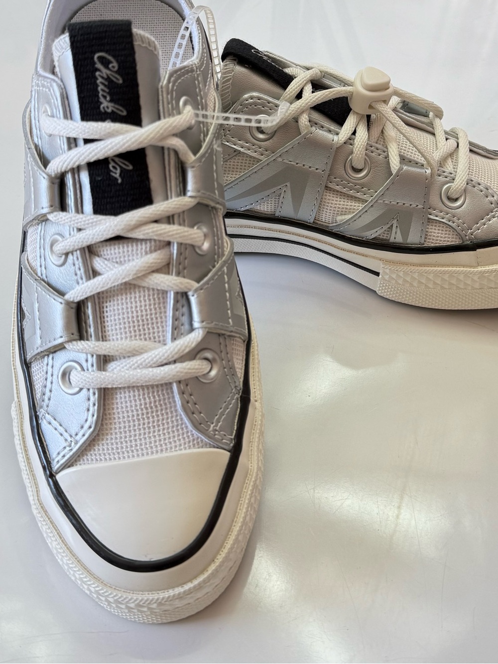 Converse Chuck 70 Low "Metallic Pack" Silver White Sneakers - Style A15188 6.5 - Picture 6 of 16